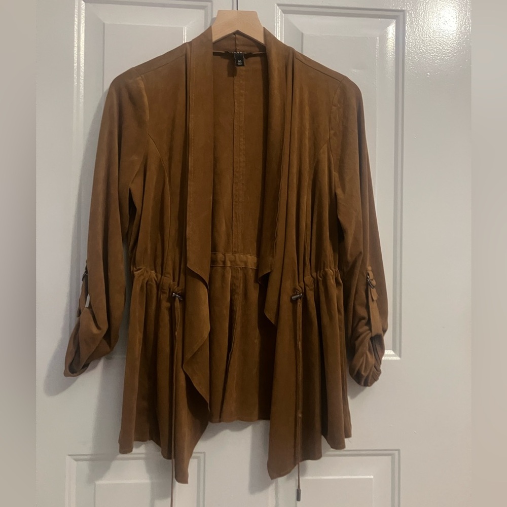 Torrid-faux suede drape jacket, camel color